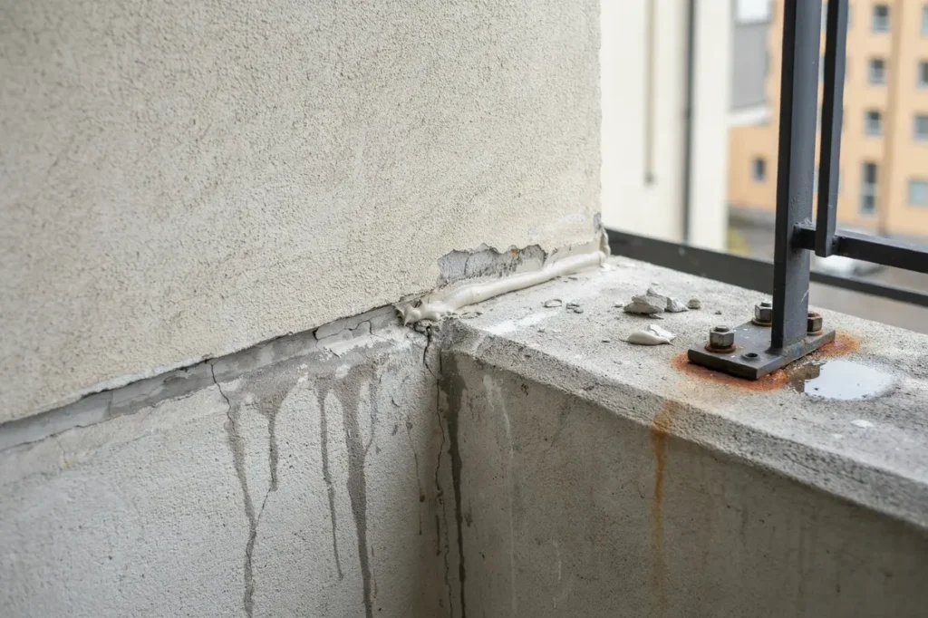 sprickor i fogarna runt balkong och loftg ng s minskar du risken f r fukt och frostskador